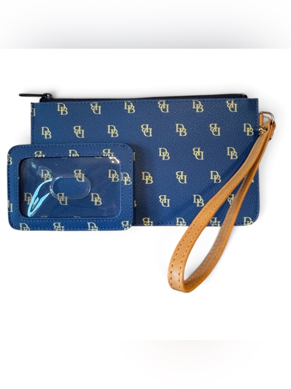 DOONEY & BOURKE signature DB monogram, cornflower blue wristlet,& ID card holder - Picture 13 of 13